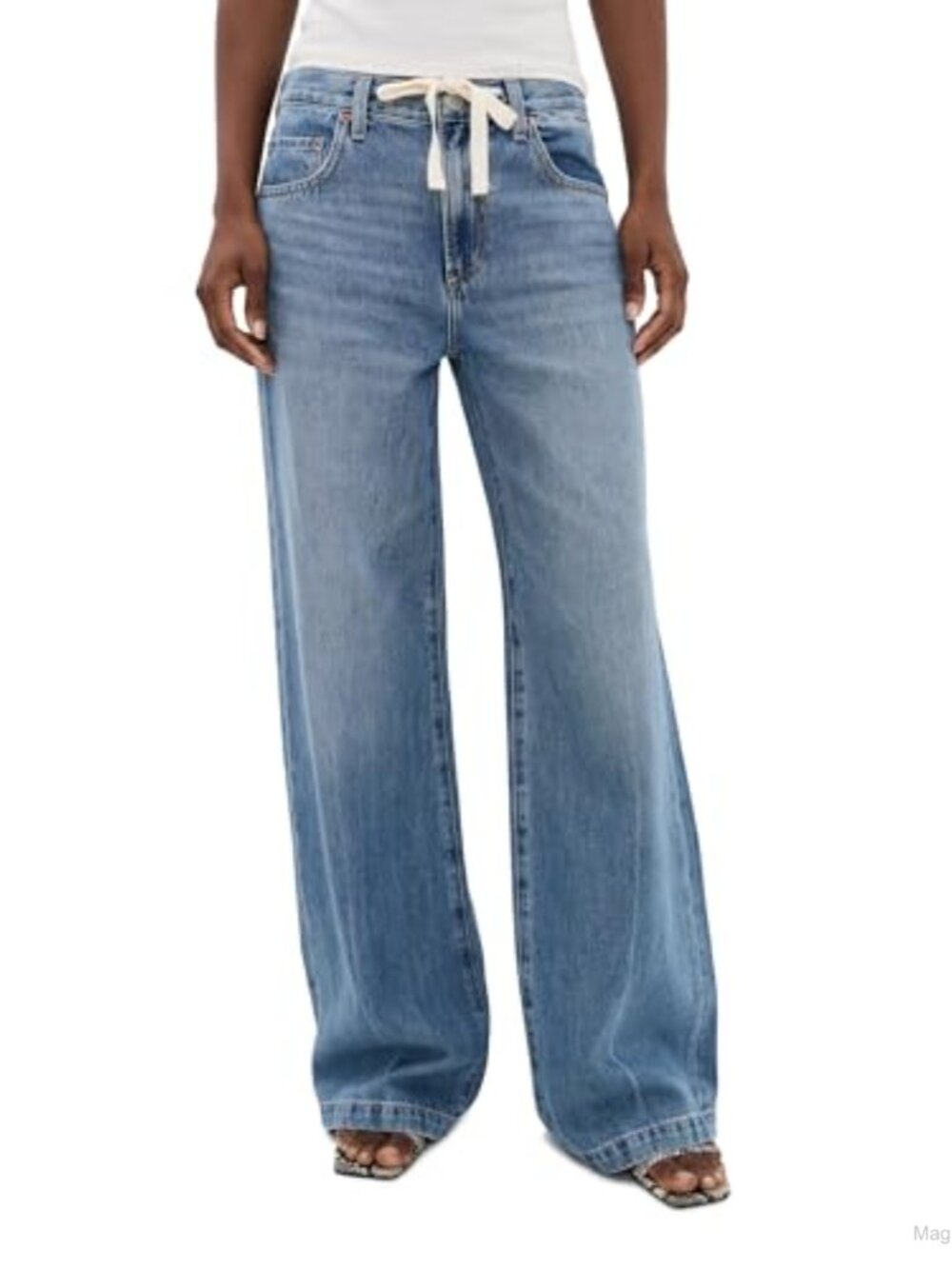 Jadyn Drawstring Jeans Lightweight Non-Stretch Denim High Rise